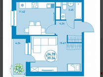 1-к квартира, 35.2 м², 7/20 эт.