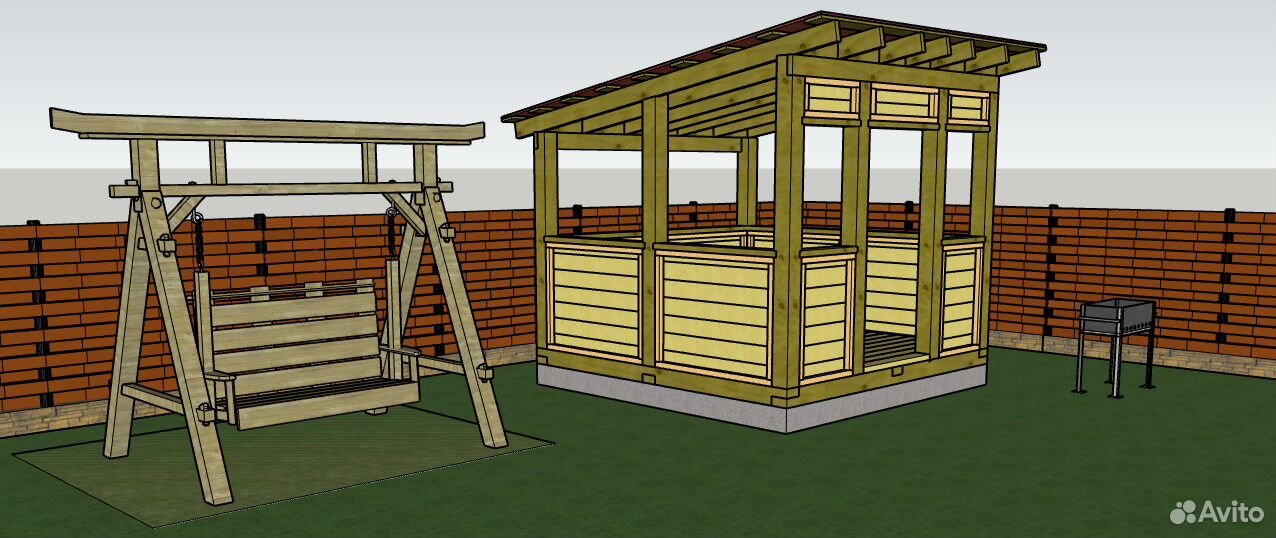 Беседка 3х4 проект односкатная
