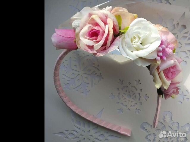 Ободок с цветами розами венок на голову выпускной