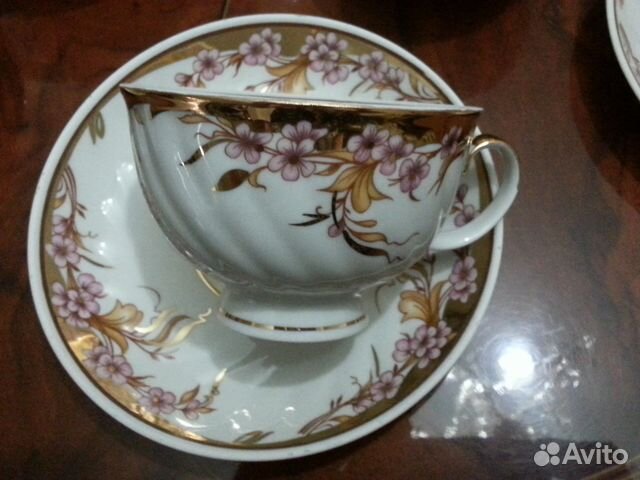 Чайный сервиз. Дулево. Фарфор. Позолота