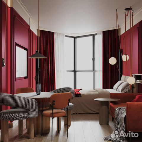 

Квартира-студия, 34 м², 2 кровати