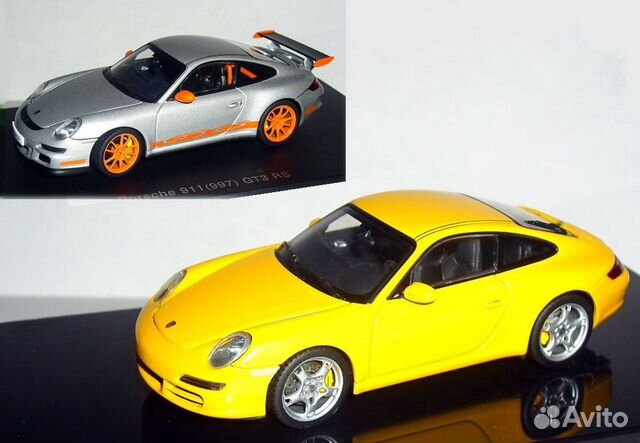 porsche 911 со спойлером 1:43 желтая