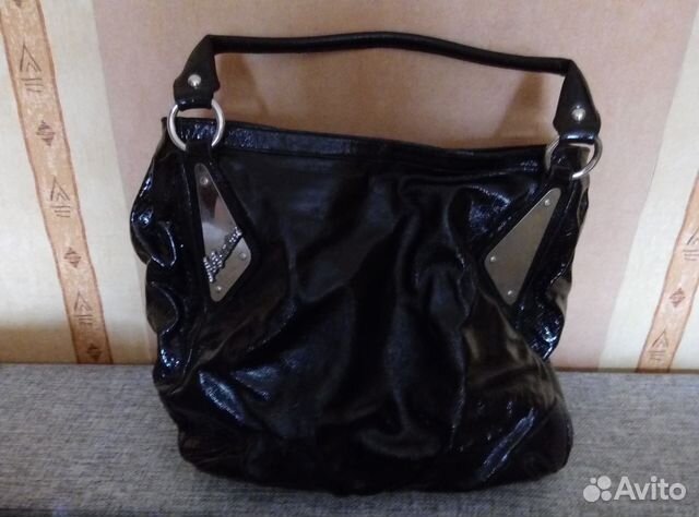 Сумка черная кожа, лак