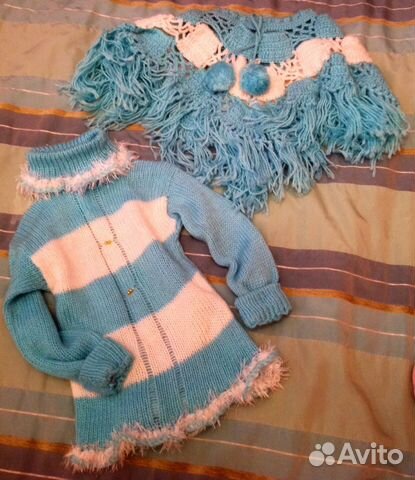 Новый комплект. Платье+ пончо. На 4-5 лет