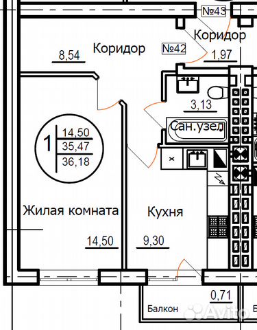 1-к квартира, 37.3 м², 4/6 эт.