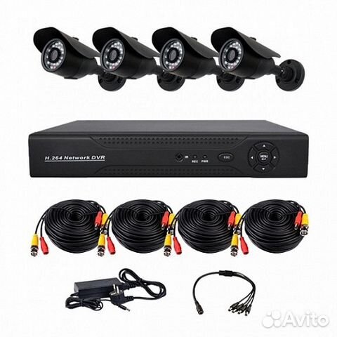 Комплект видеонаблюдения уличный на 4 камеры