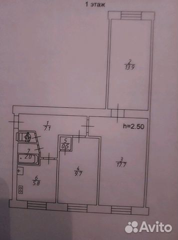 3-к квартира, 58 м², 1/5 эт.