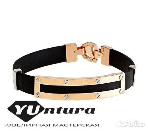 Браслет золотой с каучуком Baraka
