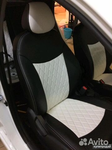 Авто чехлы универсальные Elegant чёрные + белый ро