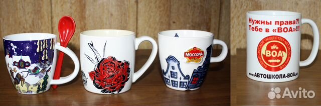 4 разных керамических бокала