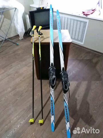 Беговые лыжи, ботинки+палки