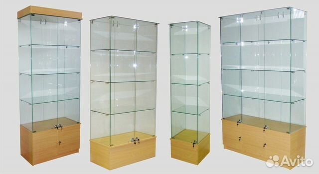 Изготовление стеклянных витрин на скобах
