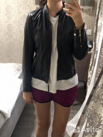 Куртка кожаная massimo dutti (M)