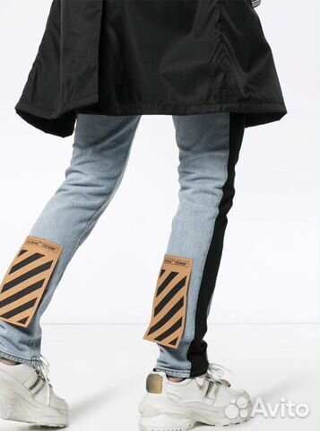 Off White джинсы прямого кроя с полосками сбоку