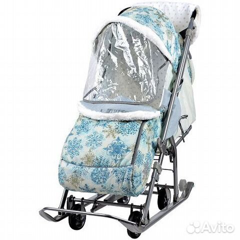 Санки-коляска, принт: зимний, цвет: фисташковый Санки-коляска, принт: зимний, цвет: фисташковый