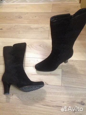 Сапоги новые натуральная замша с лазерной обработк