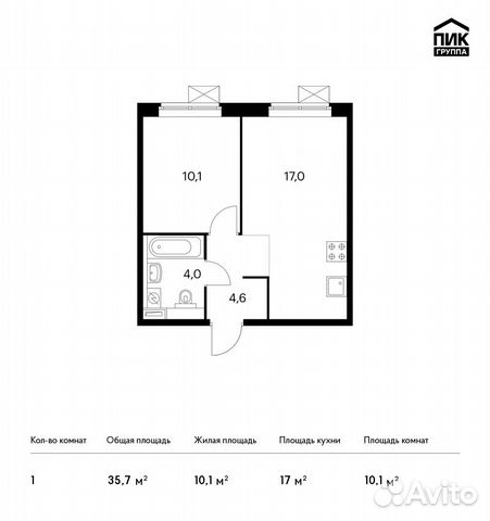 1-к квартира, 35.7 м², 11/25 эт. 1-к квартира, 35.7 м², 11/25 эт.
