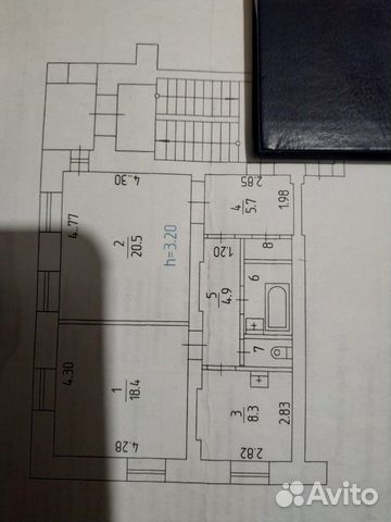 2-к квартира, 64 м², 2/3 эт.