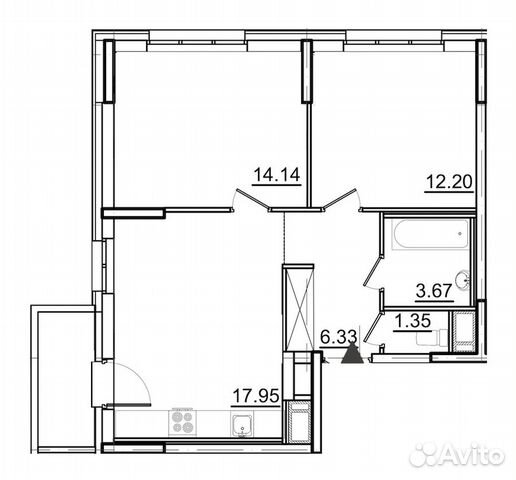 2-к квартира, 56.7 м², 12/18 эт. 2-к квартира, 56.7 м², 12/18 эт.