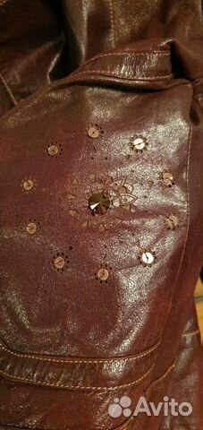 Кожаная куртка женская коричневая XS