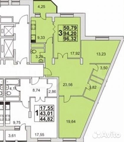 3-к квартира, 96.3 м², 11/11 эт. 3-к квартира, 96.3 м², 11/11 эт.