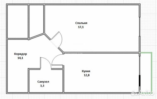 1-к квартира, 47.3 м², 5/6 эт.