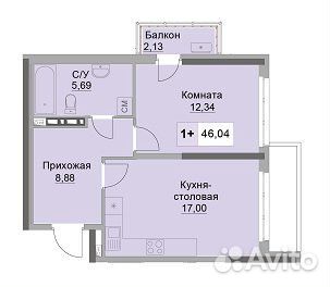 2-к квартира, 42 м², 2/14 эт. 2-к квартира, 42 м², 2/14 эт.