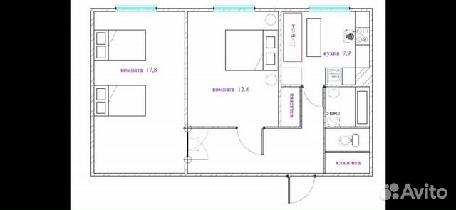 2-к квартира, 51.5 м², 4/9 эт. 2-к квартира, 51.5 м², 4/9 эт.