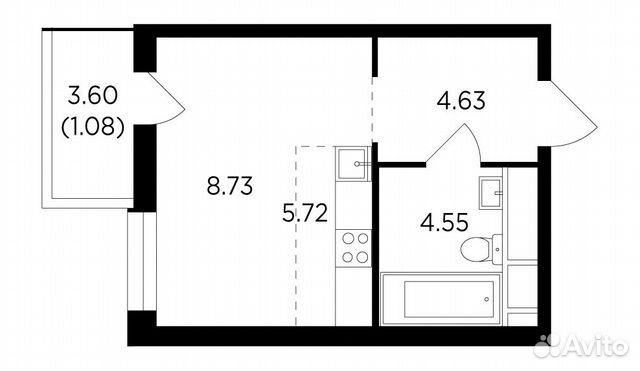 1-к квартира, 24.7 м², 23/25 эт.