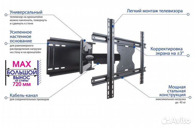 Кронштейн поворотный усиленный до 75’’ Кронштейн поворотный усиленный до 75’’
