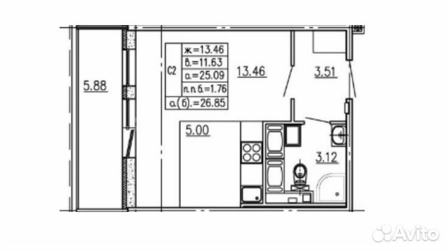 Студия, 26.9 м², 15/20 эт. Студия, 26.9 м², 15/20 эт.