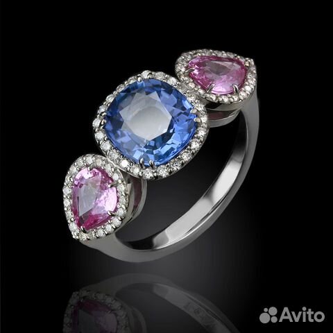 Кольцо бел. зол.с сапфир.3,45 ct и брилл. 0,2 ct