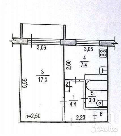1-к квартира, 33 м², 1/6 эт. 1-к квартира, 33 м², 1/6 эт.
