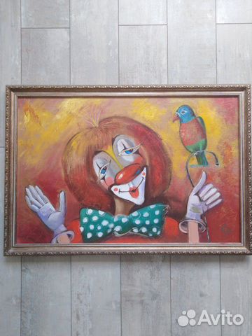 Картина маслом клоун 60*40см