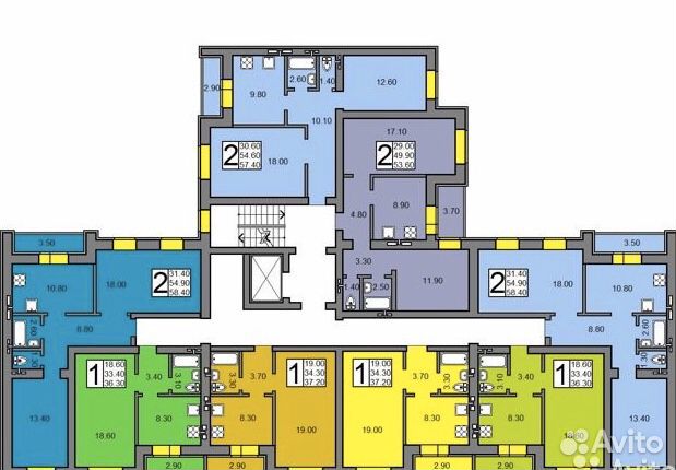 2-к квартира, 58.4 м², 9/10 эт.