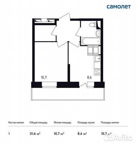 1-к квартира, 31.6 м², 20/25 эт.