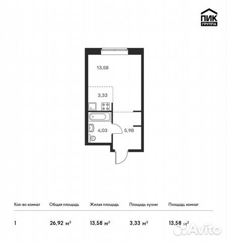 Студия, 26.9 м², 11/11 эт.