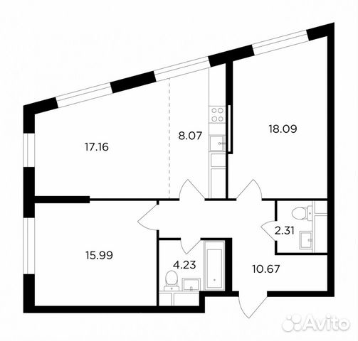3-к квартира, 76.5 м², 5/29 эт.