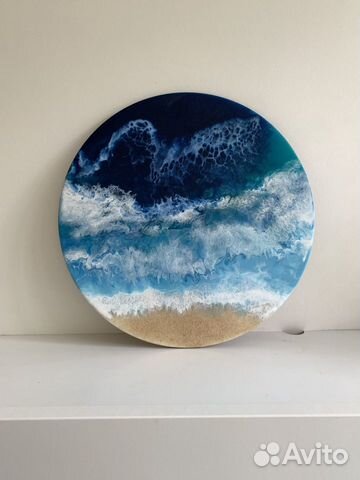 Картина море эпоксидная смола круг 40 см Картина море эпоксидная смола круг 40 см