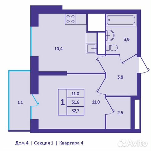1-к квартира, 32.7 м², 24/25 эт. 1-к квартира, 32.7 м², 24/25 эт.