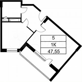 1-к квартира, 47.5 м², 2/9 эт.