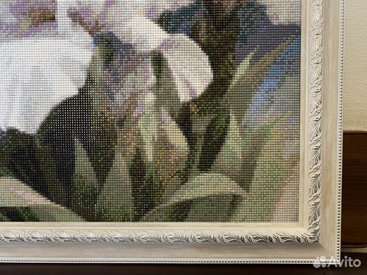 Картина Белые ирисы алмазная мозаика