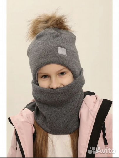 Зимние шапки со снудом для девочек и малтьчиков