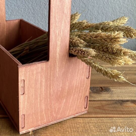 Ящик деревянный / Кашпо с ручкой / Деревянный бокс