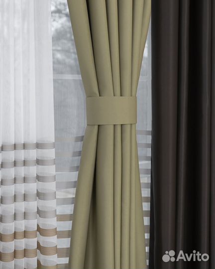 Комплект портьер блэкаут Марсель Шоколад шторы