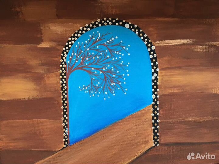 Картина гуашью на холсте