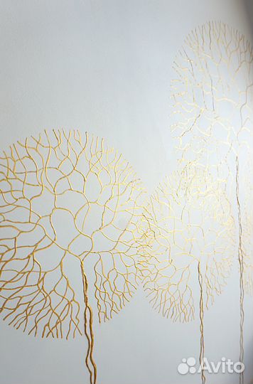 Картина интерьерная Золотый деревья