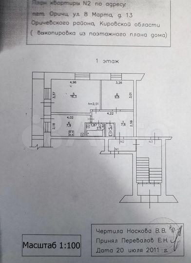 2-к. квартира, 54,4 м², 1/2 эт.
