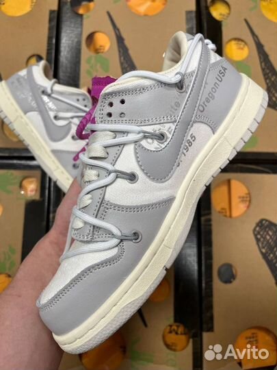 Женские кеды Nike Dunk off white lot 03 Белые