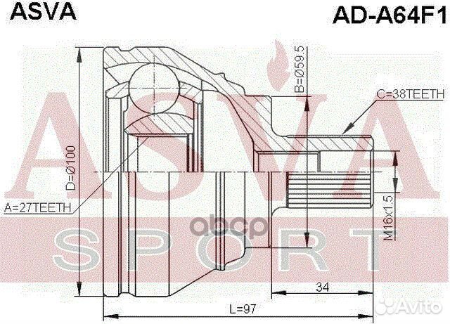 ШРУС наружный 27x59,5x38 AD-A64F1 asva